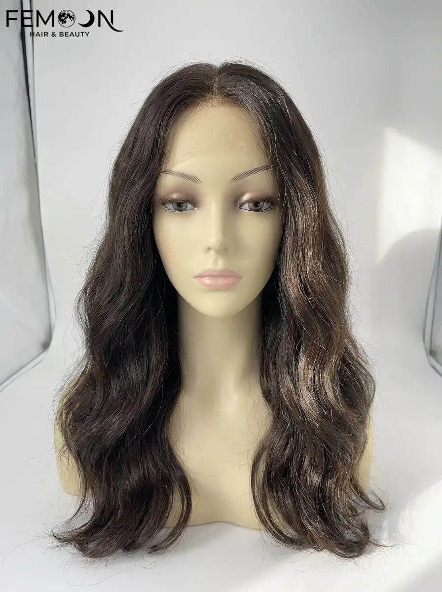 Natural wave HD lace human hair wig from a 20-year source factory, offering direct wholesale and pure B2B salon supply.