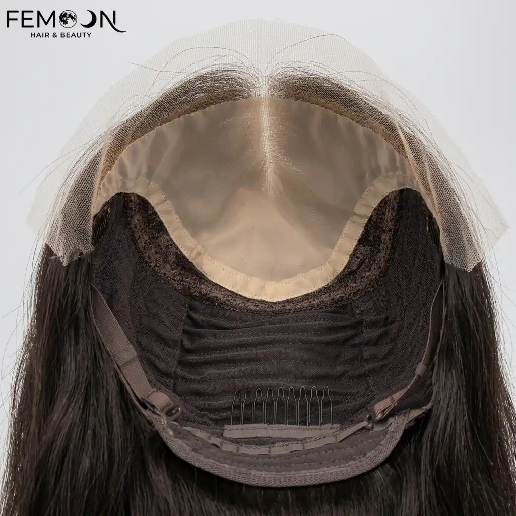 HD lace closure natural wave wig with invisible knots and secure machine weft construction ensuring no shedding at all.